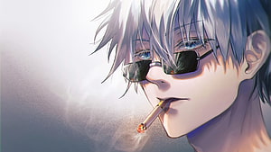 Silver-Haired Anime Man With Sunglasses And Cigarette, New Anime Laptop - Top Laptop Background, Cool Anime HD wallpaper