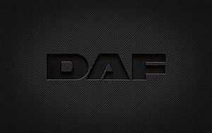 DAF Brand Logo on Dark Carbon Fiber Texture with Grunge Industrial Style HD wallpaper