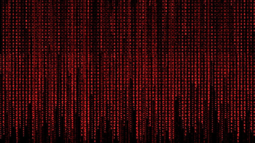 Red Digital Matrix Code Rain on Black Background HD wallpaper
