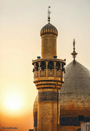 Golden Minaret and Dome of a Historic Mosque at Sunset HD phone wallpaper
