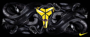 Kobe Bryant Black Mamba Nike Logo with Serpentine Snake Scales on Black Background HD wallpaper
