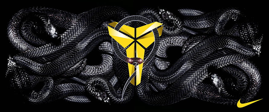 Kobe Bryant Black Mamba Nike Logo with Serpentine Snake Scales on Black Background HD wallpaper