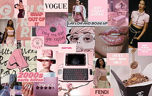 2000s Paris Hilton Aesthetic Collage with Pink Tech and Fashion HD wallpaper