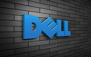 Dell 3D Logo on Dark Gray Brick Wall HD wallpaper