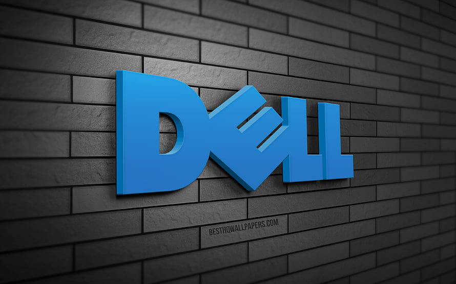 Dell 3D Logo on Dark Gray Brick Wall HD wallpaper