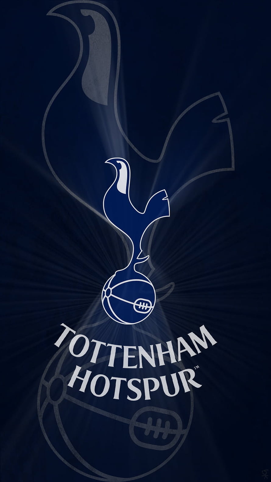 Tottenham Hotspur Crest with Radiant Light Rays on Deep Navy Blue Background HD phone wallpaper