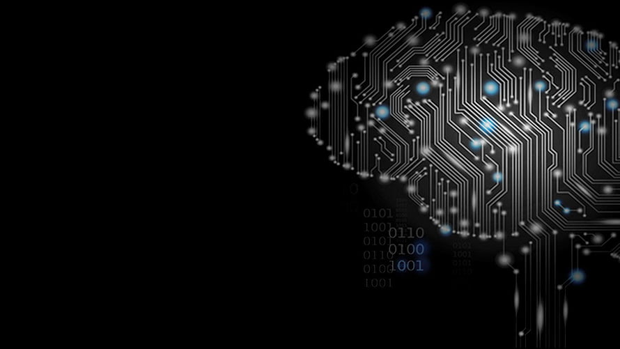 Digital Human Brain Circuit Board with Binary Code on Black Background HD wallpaper