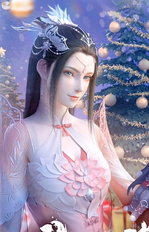 BTTH Donghua Female Character in White Floral Dress with Ornate Silver Headdress HD phone wallpaper