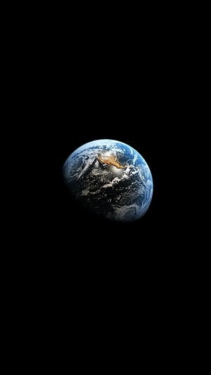 Planet Earth Viewed From Deep Space Against a Black Void HD phone wallpaper