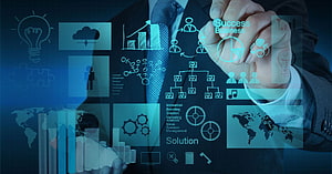 Business Strategy and Digital Management Concept with Data Analytics Icons HD wallpaper