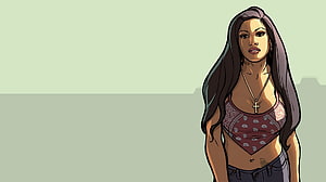 GTA San Andreas Female Character Illustration with Bandana Top and Cross Necklace HD wallpaper