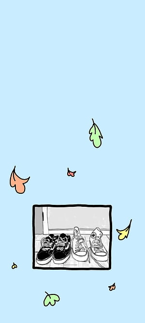 Heartstopper Charlie Spring and Nick Nelson Sneakers Illustration with Falling Leaves HD phone wallpaper