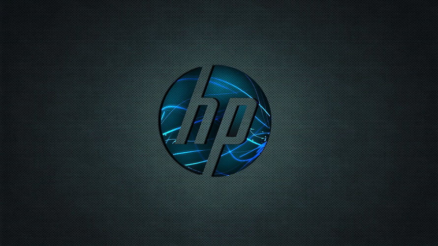 HP Pavilion Laptop Logo with Blue Circuit Design on Dark Textured Background HD wallpaper