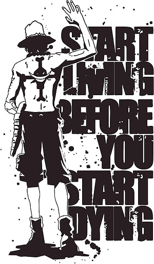 One Piece Luffy Black and White Tattoo Design with Motivational Quote HD phone wallpaper