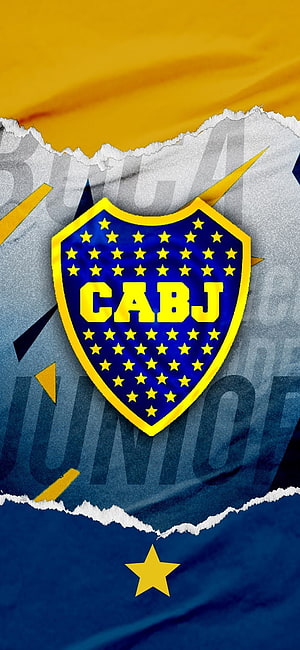 Boca Juniors CABJ Shield Emblem on Textured Blue and Gold Background HD phone wallpaper