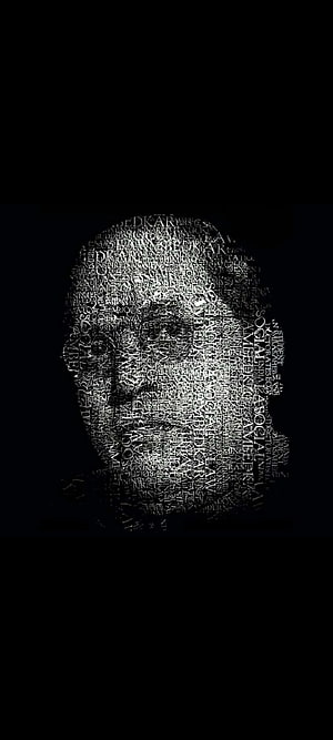 B.R. Ambedkar Portrait Formed by Text on Black Background HD phone wallpaper