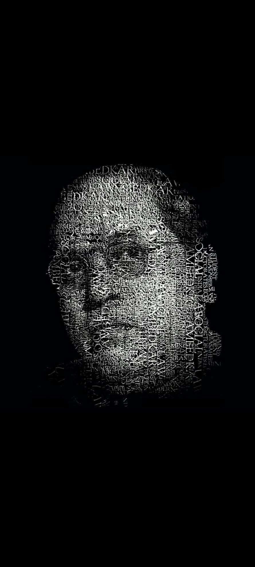 B.R. Ambedkar Portrait Formed by Text on Black Background HD phone wallpaper