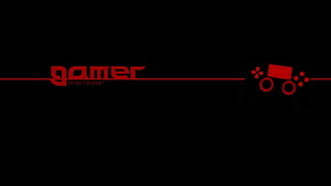 Minimalist Red Gaming Controller Banner With Stylized Gamer Typography On Black Background HD wallpaper
