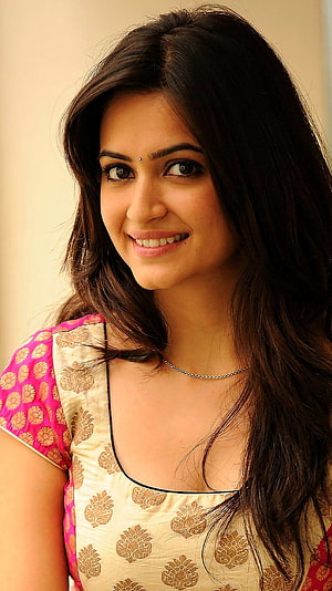 Kriti Kharbanda in Traditional Indian Attire with Warm Smile HD phone wallpaper