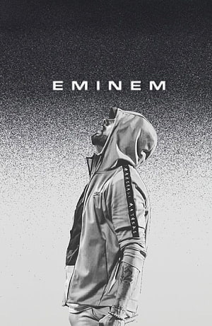 Eminem in a hooded jacket looking upward against a grainy black and white background HD phone wallpaper