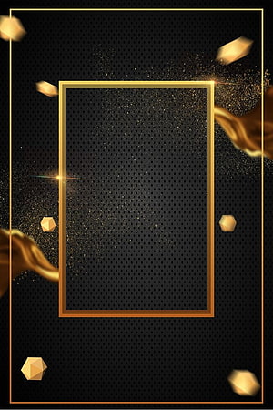 Luxury Gold Geometric Frame with Sparkling Particles and Black Perforated Background HD phone wallpaper