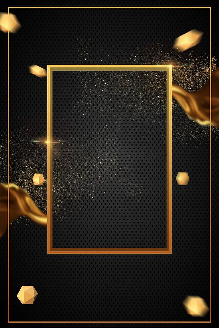Luxury Gold Geometric Frame with Sparkling Particles and Black Perforated Background HD phone wallpaper