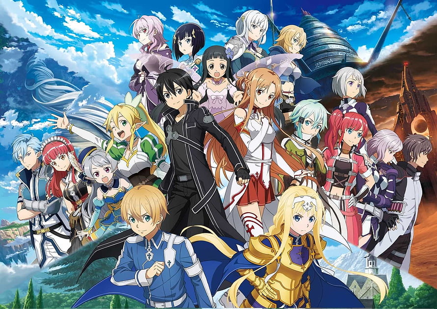 Sword Art Online Anime Ensemble Cast Group Portrait Fantasy Adventure HD wallpaper
