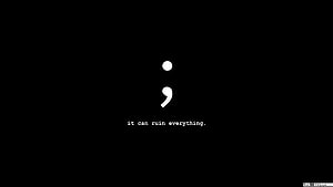 Minimalist Semicolon Symbol with Dark Quote on Black Background HD wallpaper
