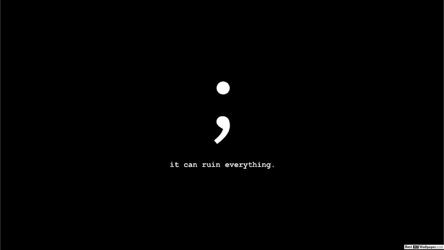 Minimalist Semicolon Symbol with Dark Quote on Black Background HD wallpaper
