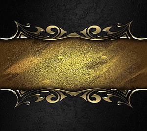 Luxurious Black and Gold Ornamental Frame with Textured Metallic Center HD wallpaper