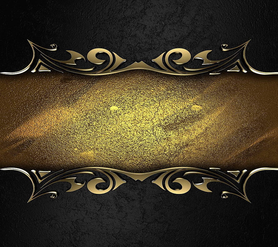 Luxurious Black and Gold Ornamental Frame with Textured Metallic Center HD wallpaper