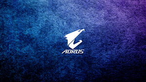Aorus Gaming Logo on Textured Blue and Purple Gradient Background HD wallpaper