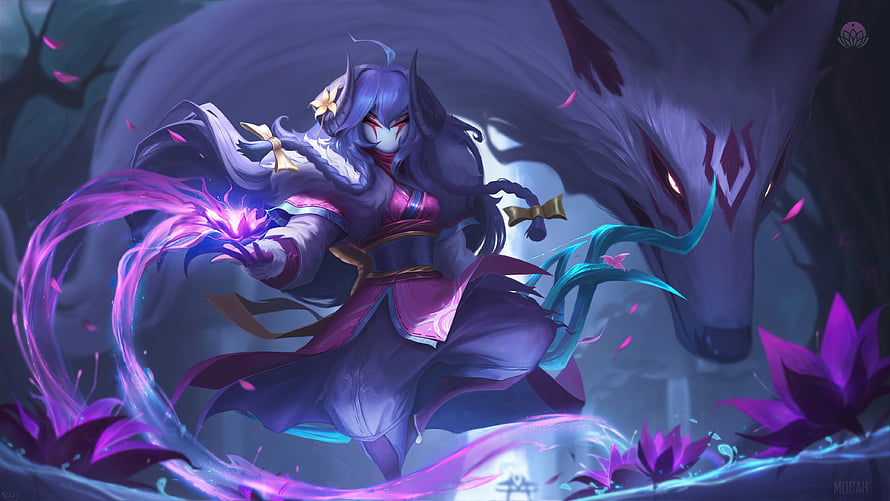Kindred Spirit Blossom Skin Artwork from League of Legends HD wallpaper