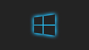 Windows 10 Logo with Neon Blue Glow on Dark Minimalist Background HD wallpaper
