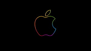 Apple Logo Outline With Rainbow Gradient Glow On Black Background HD wallpaper