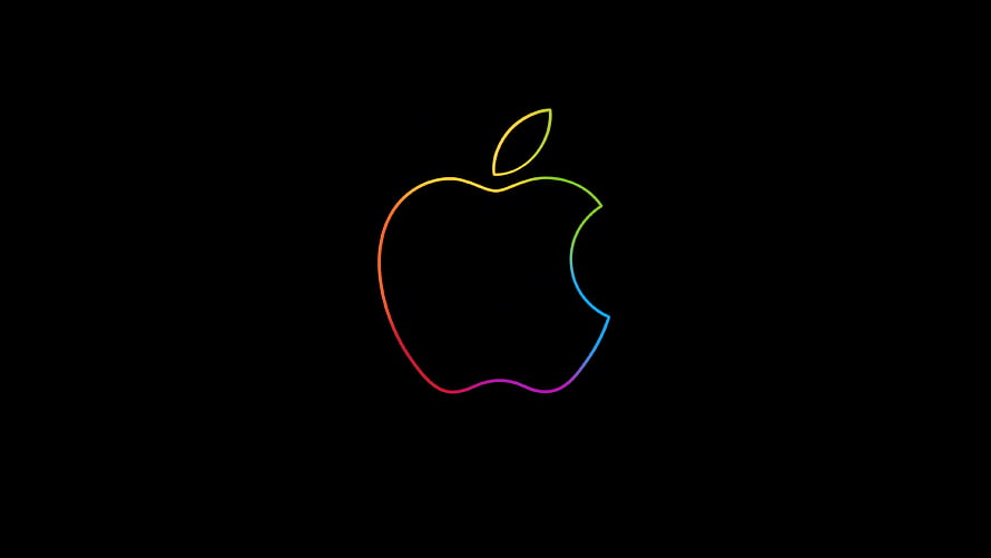 Apple Logo Outline With Rainbow Gradient Glow On Black Background HD wallpaper