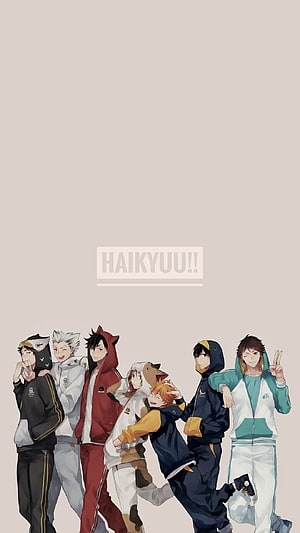 Haikyuu!! Anime Group Portrait in Casual Hoodies and Sportswear HD phone wallpaper