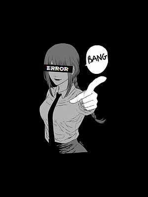 Makima from Chainsaw Man in Black and White Glitch Art Style HD phone wallpaper