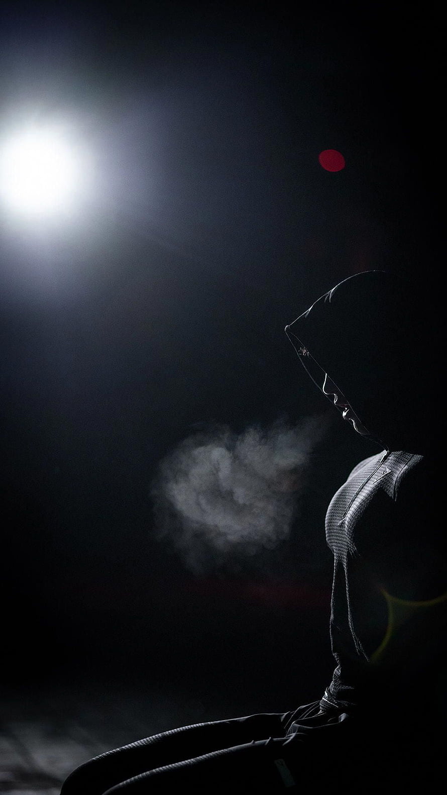 Gymshark Hooded Athlete in Dramatic Dark Gym Lighting with Smoke HD phone wallpaper