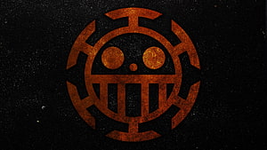 Heart Pirates Jolly Roger Emblem in Rust Orange on Black Background HD wallpaper