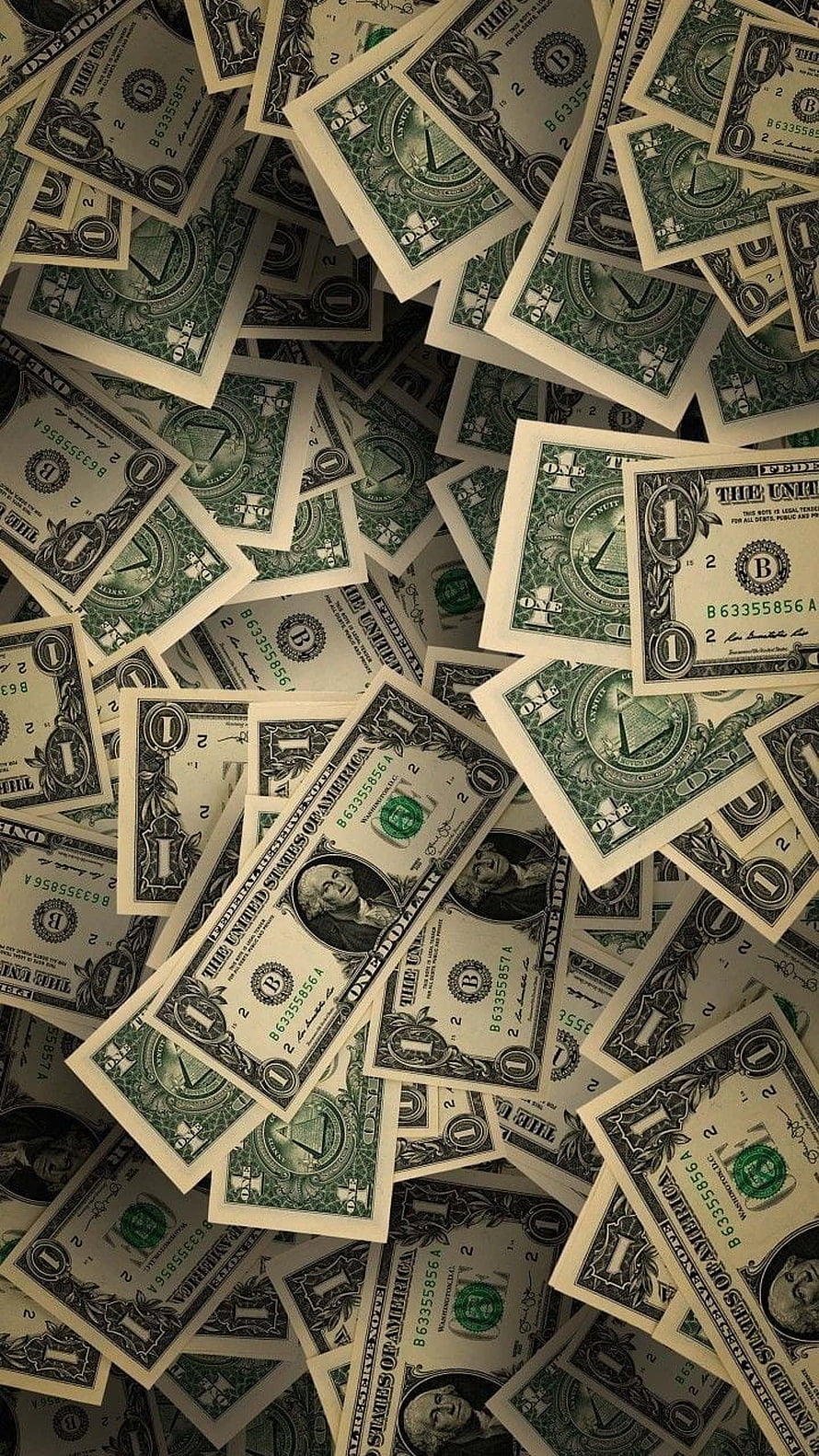 Scattered One Dollar Bills Money Background HD phone wallpaper