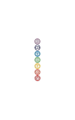 Seven Chakra Symbols in Vertical Column on White Background HD phone wallpaper