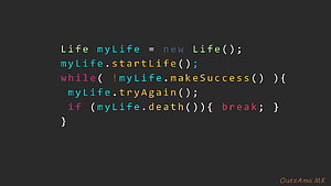 Java Code Snippet Illustrating Life Loop with Syntax Highlighting on Dark Background HD wallpaper