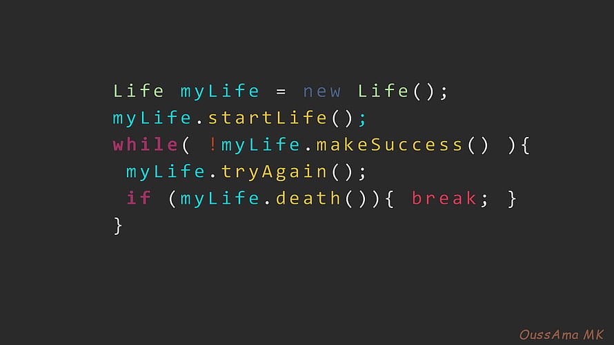 Java Code Snippet Illustrating Life Loop with Syntax Highlighting on Dark Background HD wallpaper