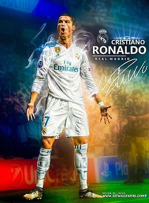 Cristiano Ronaldo Real Madrid White Kit Goal Celebration Wallpaper HD phone wallpaper