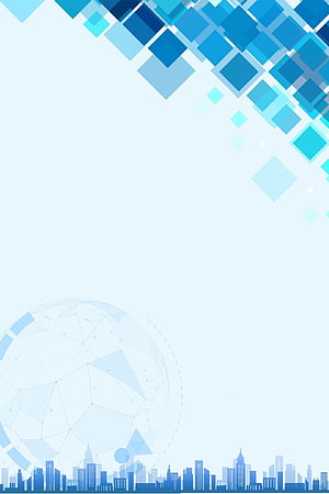 Modern Blue Corporate Background with City Skyline and Geometric Globe HD phone wallpaper