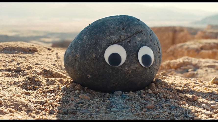 Everything Everywhere All at Once Rock with Googly Eyes in Desert Landscape HD wallpaper