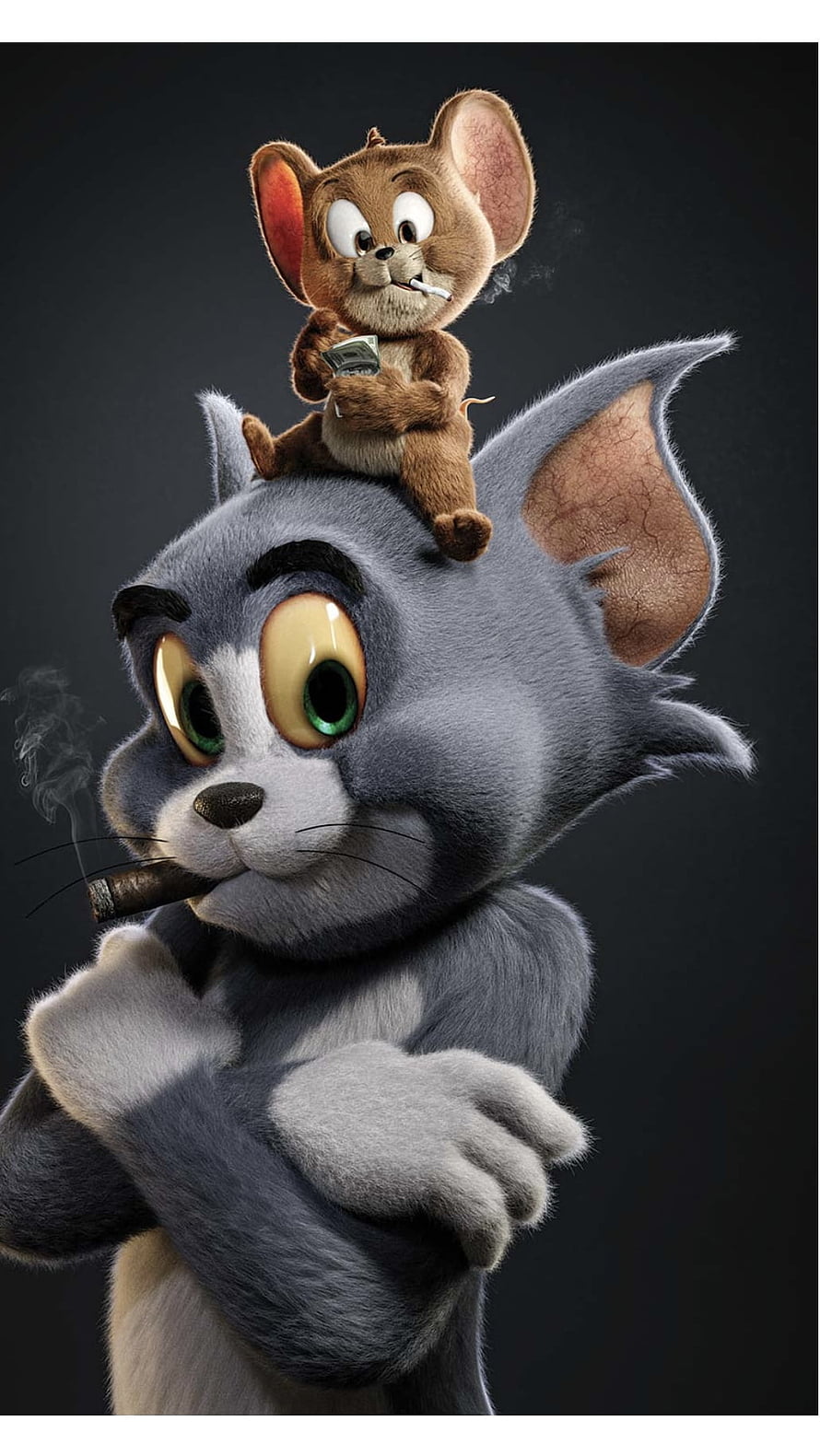 Tom and Jerry 3D Render: Cat and Mouse Duo in a Stylized Noir Portrait HD phone wallpaper