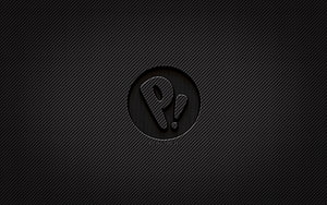 Pop OS Carbon Fiber Logo on Dark Textured Background HD wallpaper