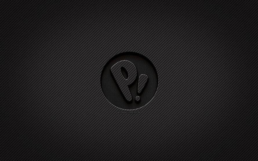 Pop OS Carbon Fiber Logo on Dark Textured Background HD wallpaper